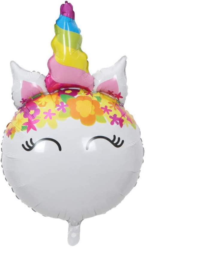 (8-tlg. Set) Zahlen Ballon Kinder Geburtstags Party Luftballon Folienballon - Zahl 5 / Einhorn