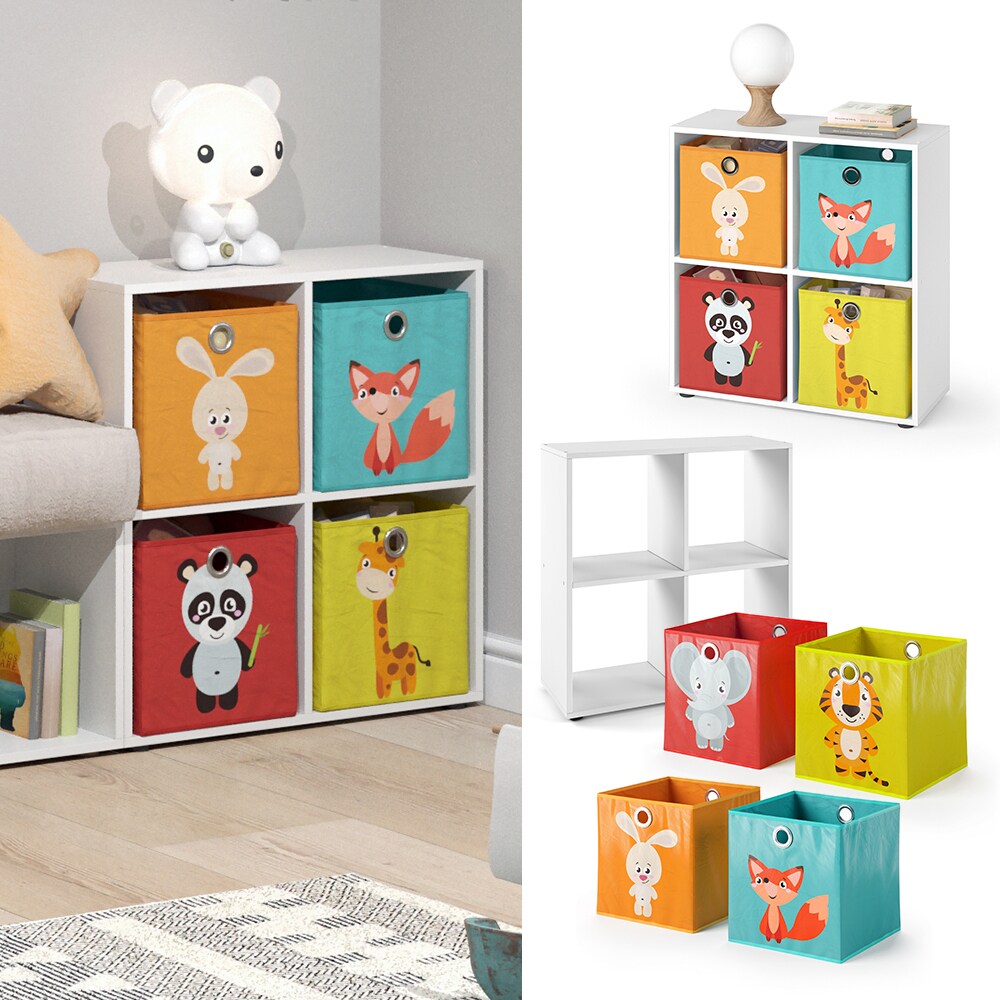 Vicco Bücherregal Würfelregal Standregal Tetra Weiß Raumteiler Kinder-Faltboxen
