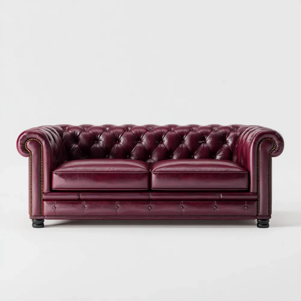 Chesterfield Sofa Leder Burgunderrot
