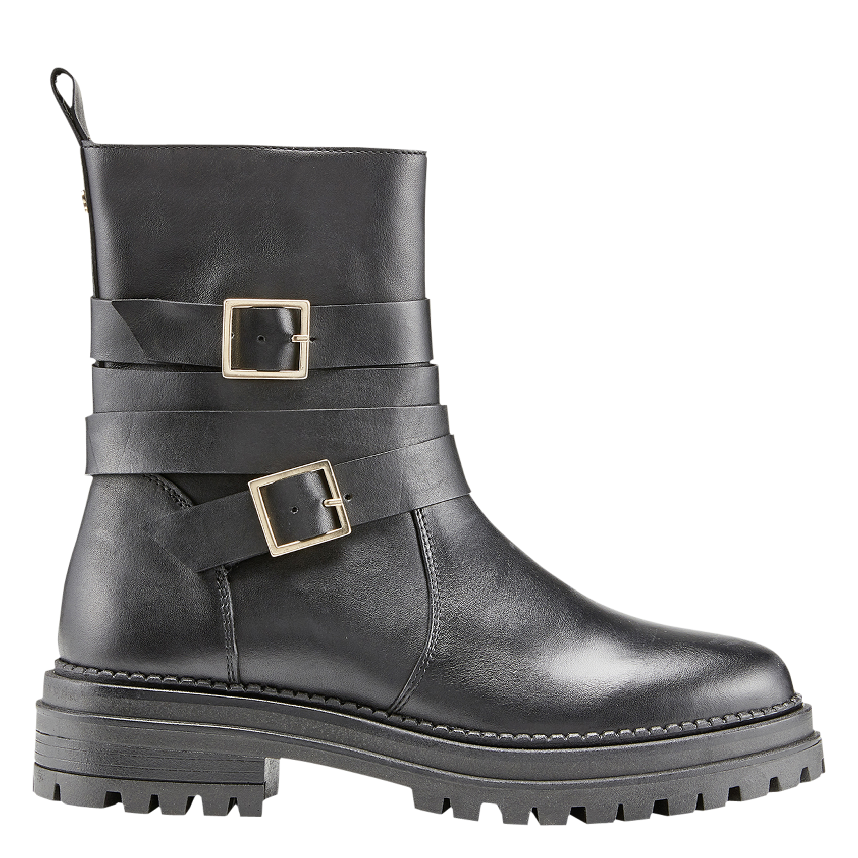 PINAR - Bottines crantées à ceintures | Noir