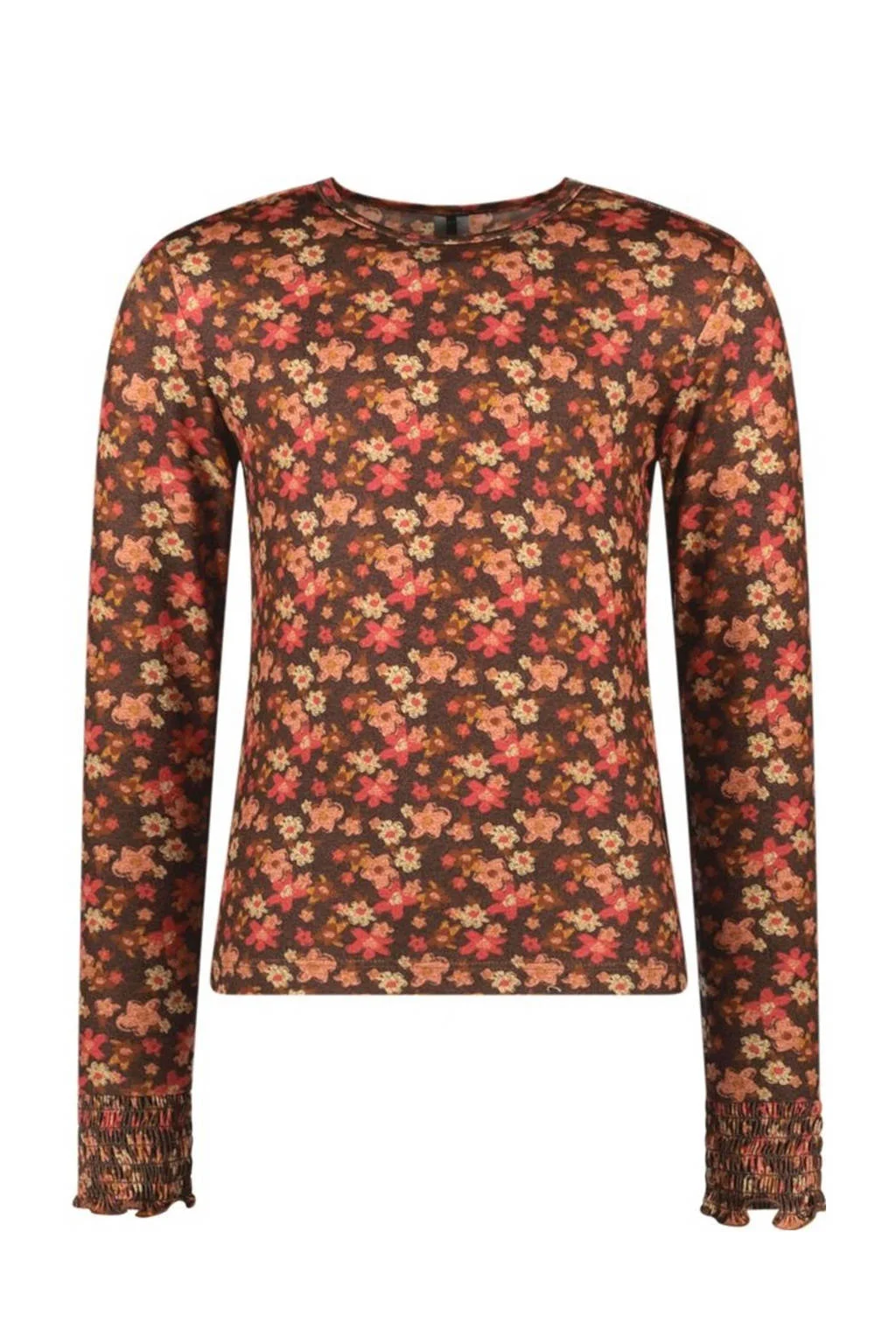 B.Nosy gebloemde longsleeve Tally bruin/roze