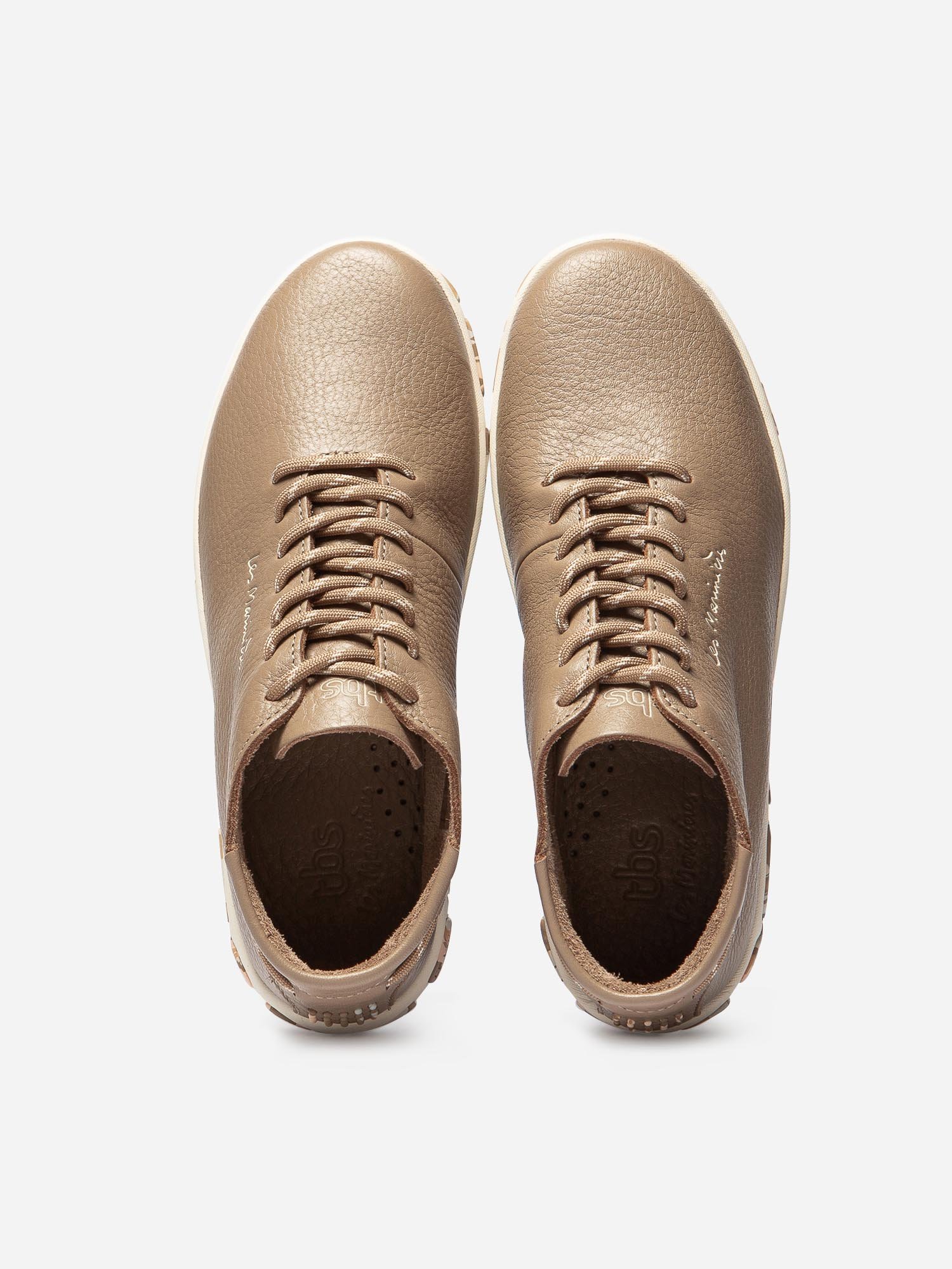 Baskets Femme Montantes Confort Cuir Beige