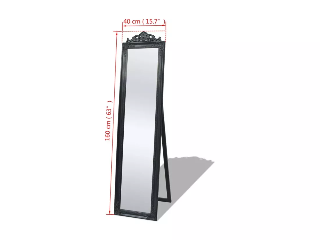Miroir sur pied Style baroque 160x40 cm Noir