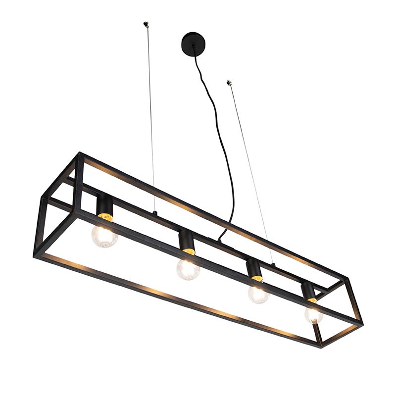 Smart industriële hanglamp zwart incl. 4 WiFi A60 - Cage