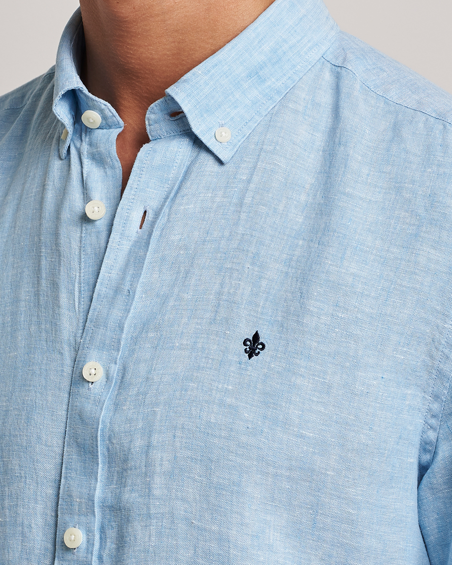 Morris Douglas Short Sleeve Linen Shirt Light Blue