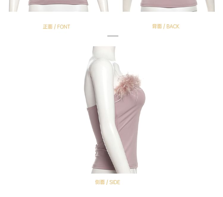 Bababy - Strapless crop top met harige rand / mini A-lijn rok