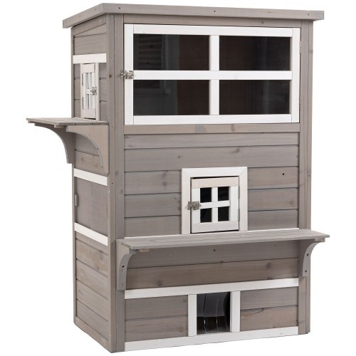 Casa de madeira para gatos PawHut
