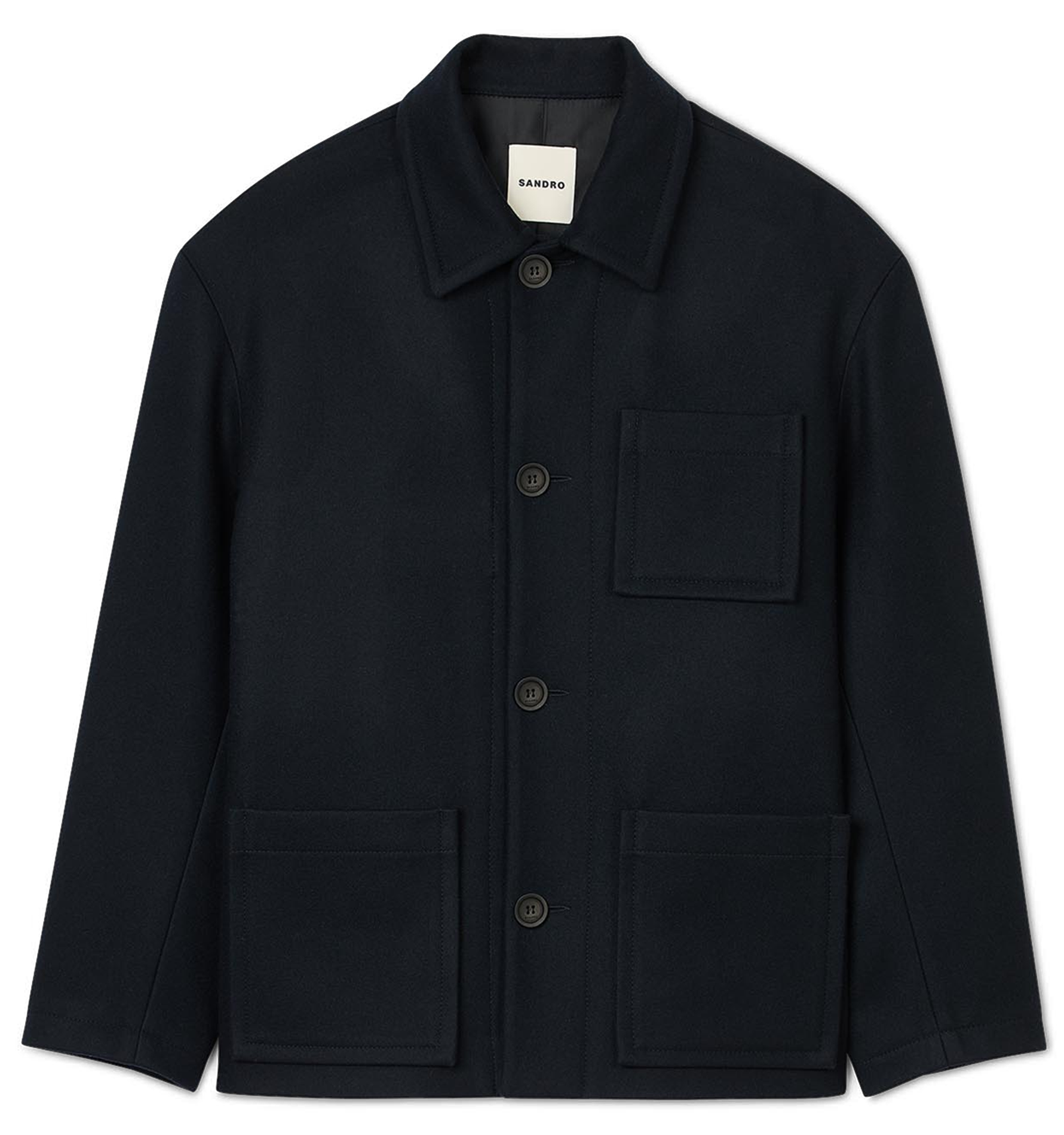 Veste col classique en laine mélangée | Bleu