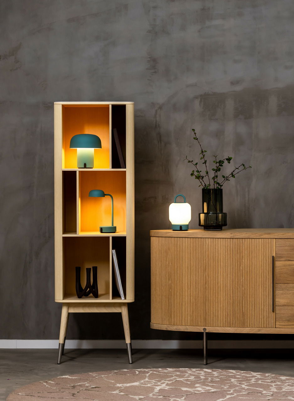 kooduu LED-Akkutischleuchte Smoley Teal SENSA