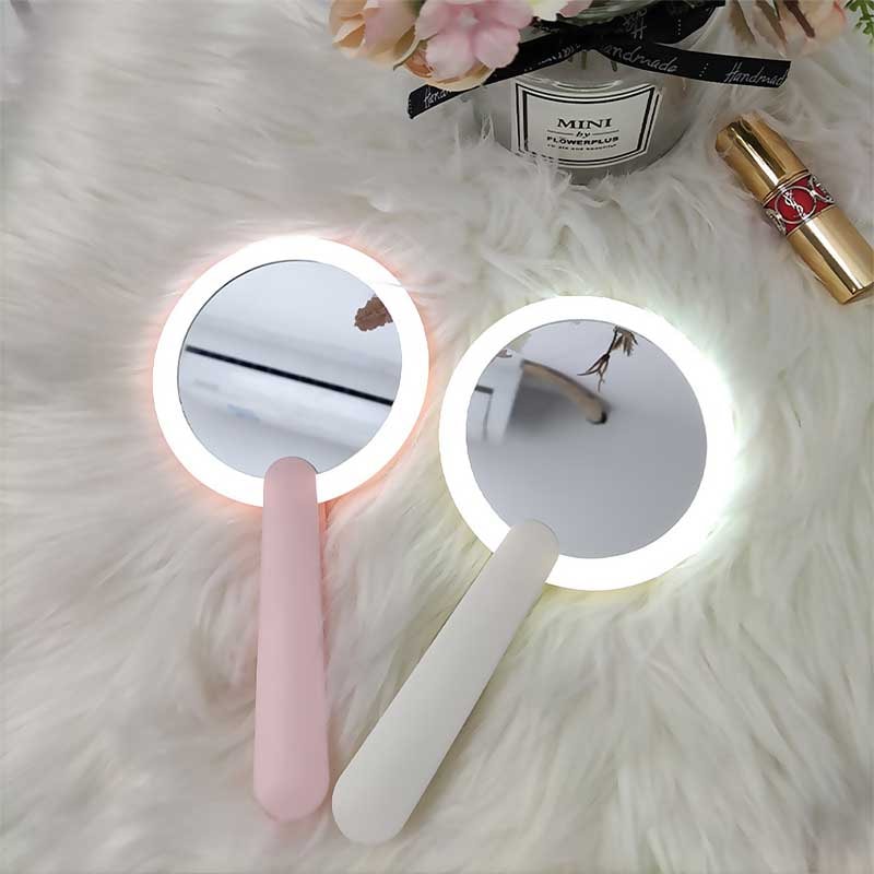 Miroir de poche pliable avec lumière LED