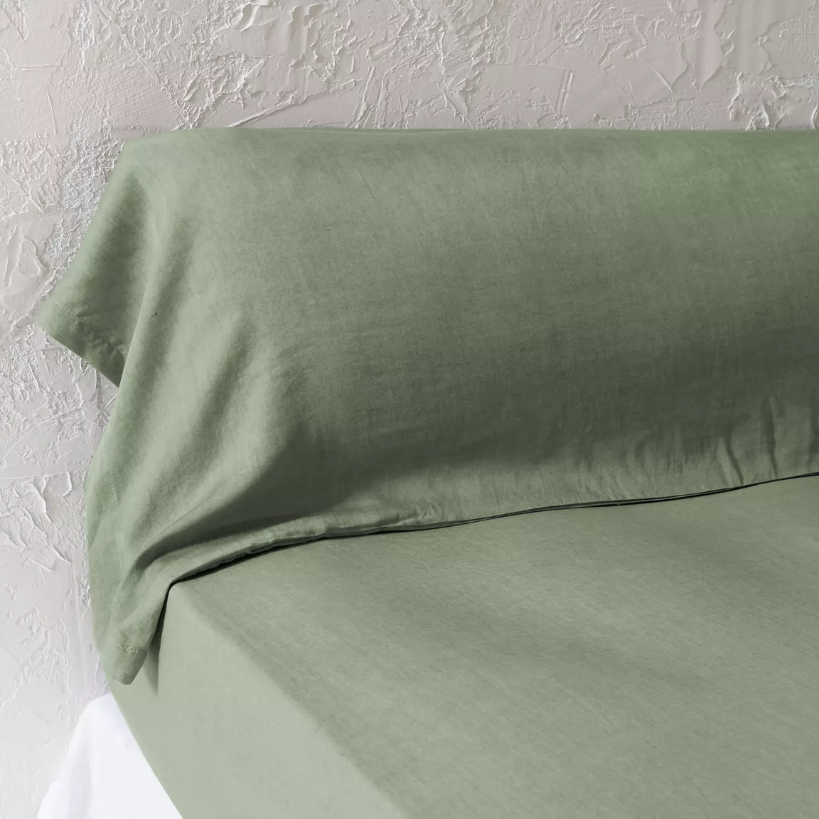 Taie de traversin lyocell Tencel™ lavé (27 x 185 cm) Olivia Vert romarin