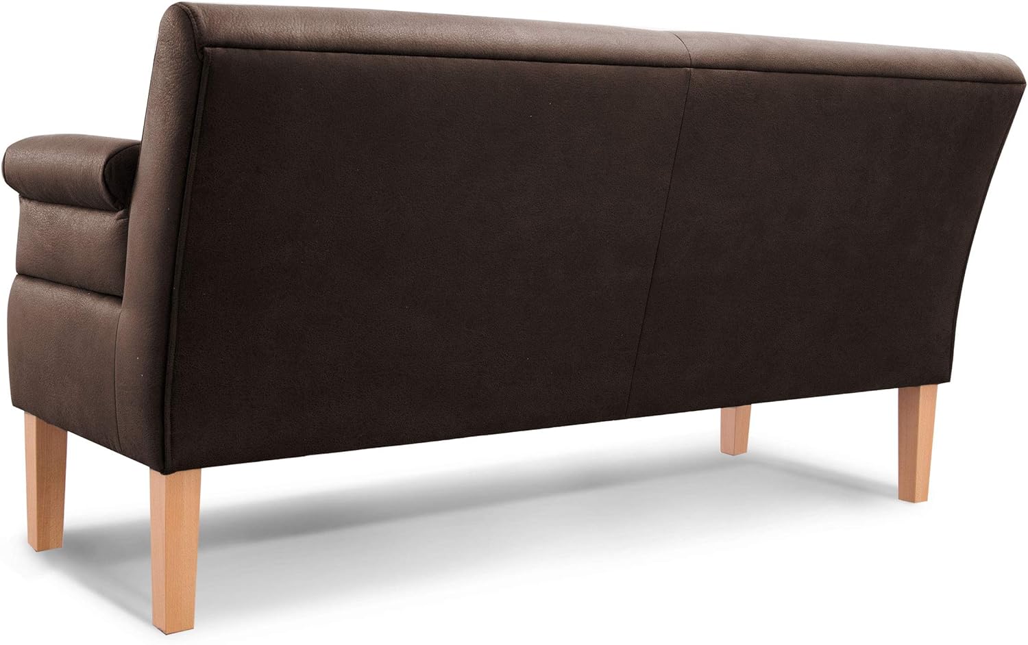 CAVADORE 3-Sitzer Kira, Sitzbank für Küche, Esszimmer oder Wohnküche in Büffellederoptik, Inkl. Armteilverstellung und Federkern, 189 x 94 x 81, Mikrofaser: braun