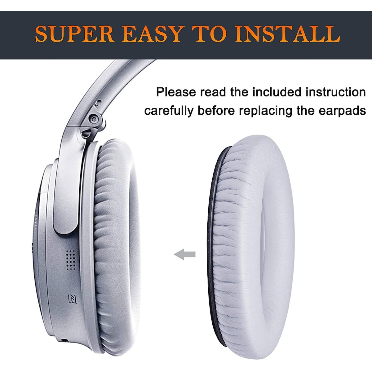 Øreputer for Bose QC35 I/II, QC25, QC15, QC 2 AE 2, AE 2i, AE 2w, SoundTrue, SoundLink Grå