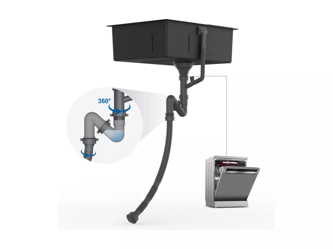 Auralum max Évier de Cuisine 1 Bac 60*44*20CM,Évier 1 Cuve en Acier inoxydable 304,Évier à Encastrer/sous-plan avec Panier de Drainage,Nano Silver