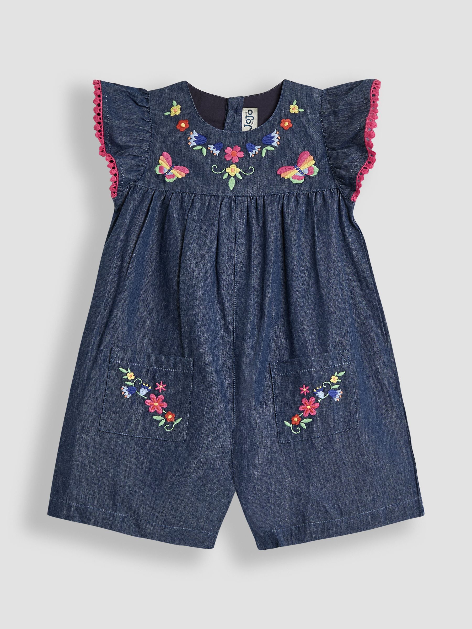 JoJo Maman Bébé Frill Sleeve 100% Cotton Playsuit
