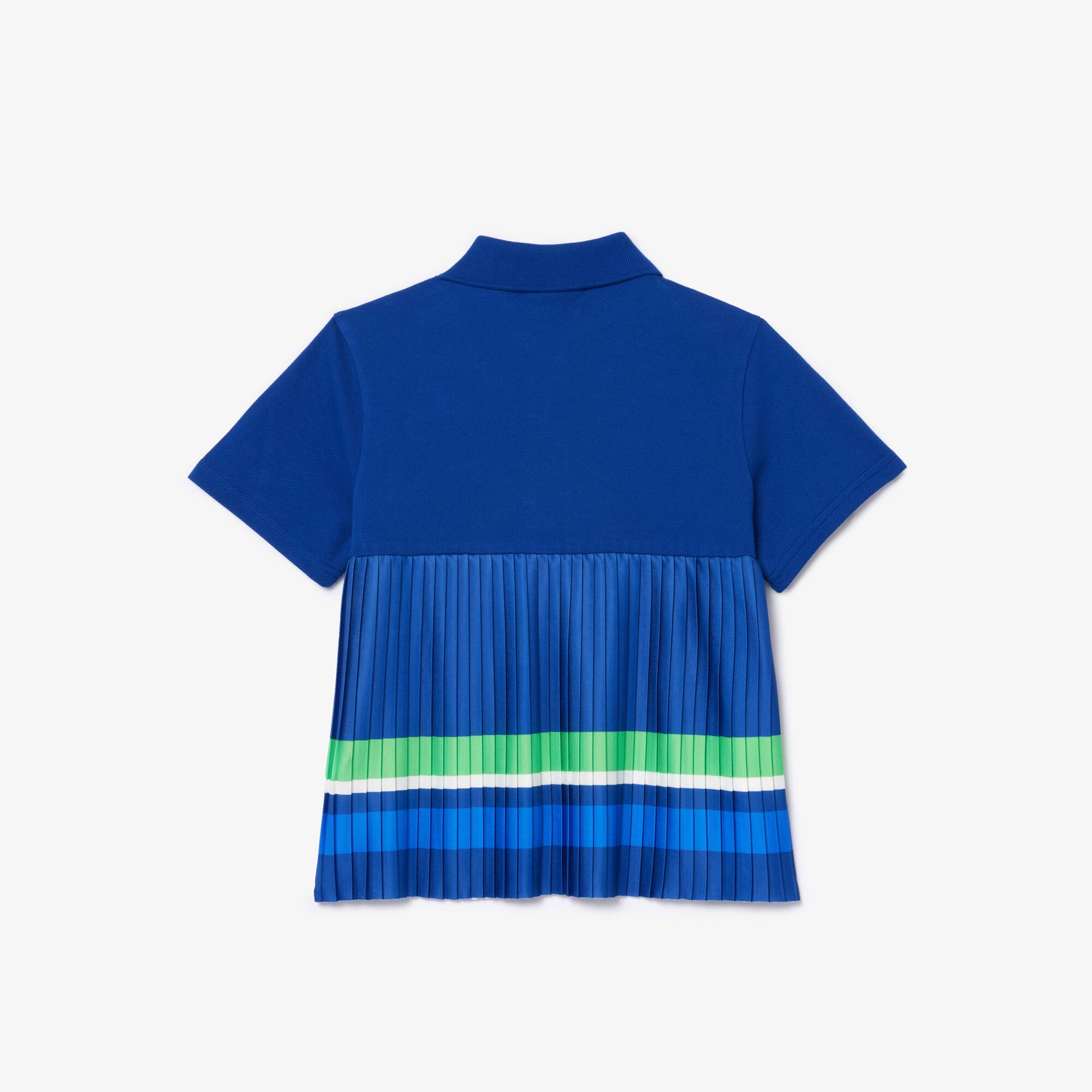 Polo en petit piqué avec bas plissé Polos - Bleu - Lacoste - Fille