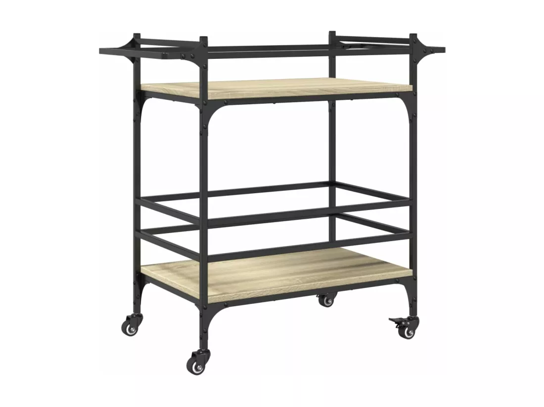 Chariot de cuisine chêne sonoma 82x40x78,5 cm bois d'ingénierie