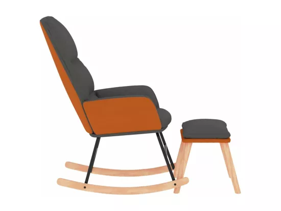 Chaise à bascule avec repose-pied Gris clair Tissu