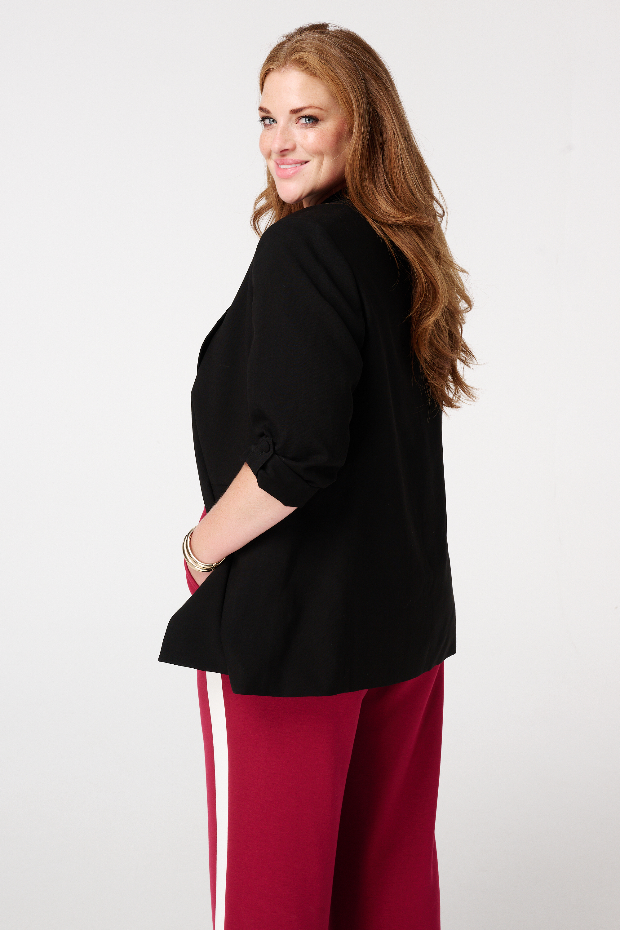 Blazer met opgerolde mouw Zwart