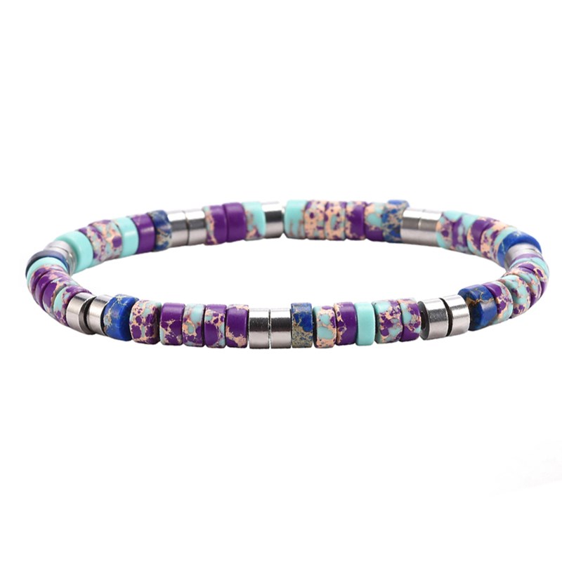 Bracelet Perles Heishi Jaspe Pourpre Impérial-enfant-12cm