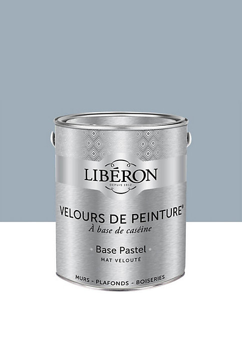Peinture multisupport murs, plafonds et boiseries Velours de peinture gris-bleu guimet Libéron 2,5L