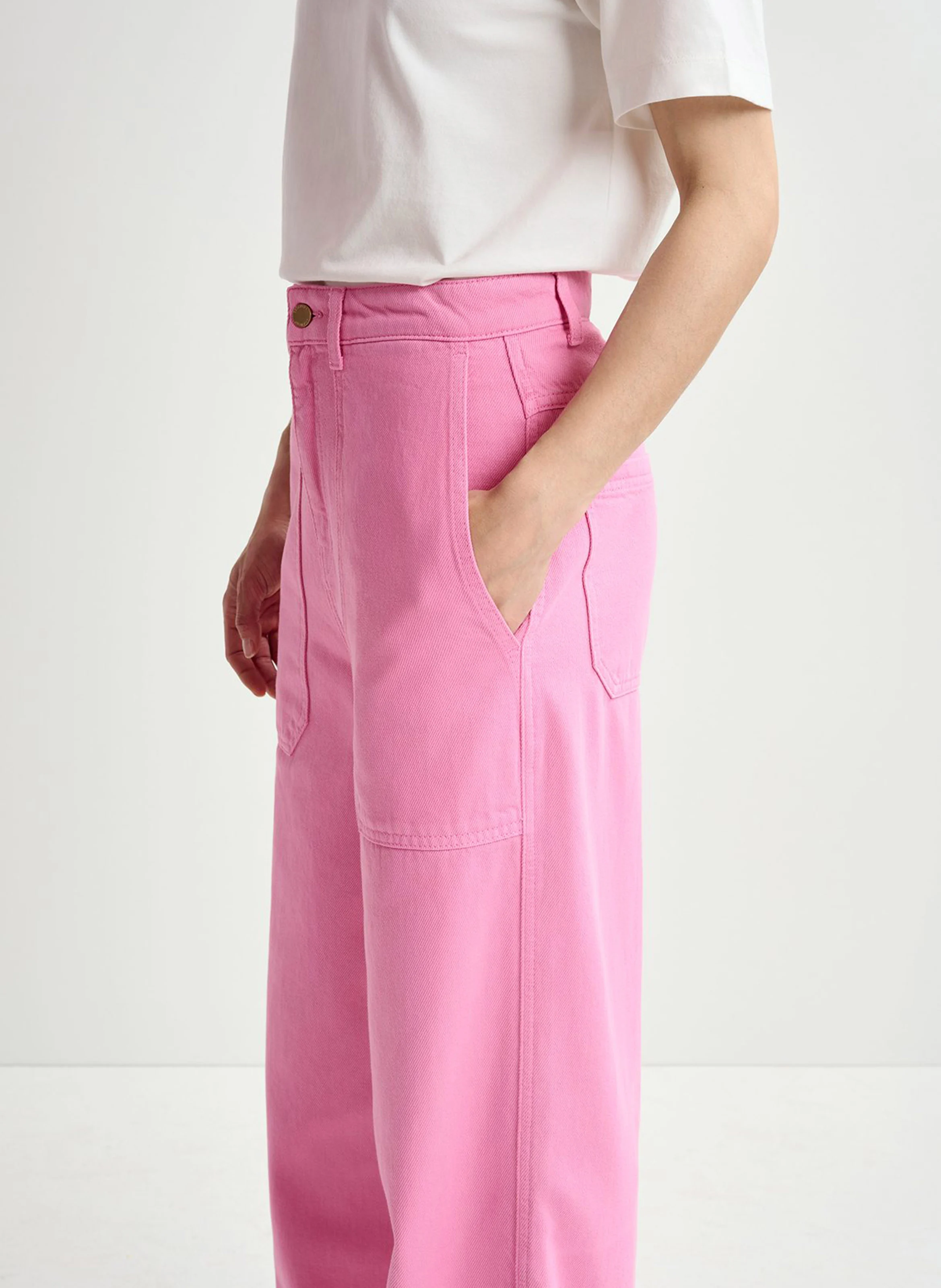 HOMERUS - Jean large taille haute | Rose