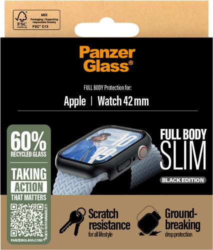 PanzerGlass Full Body Apple Watch 42mm Screenprotector Zwart