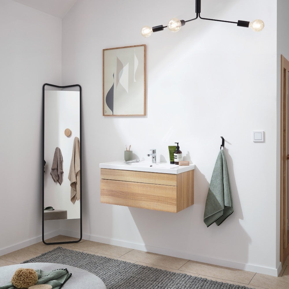 Home Deluxe - Badkamermeubelset - WANGEROOGE BIG Wood - klein - incl. wastafel en complete accessoires - Wastafelmaat: ca. 80 cm | Badkamermeubel Wastafelmeubel Badkamermeubelset