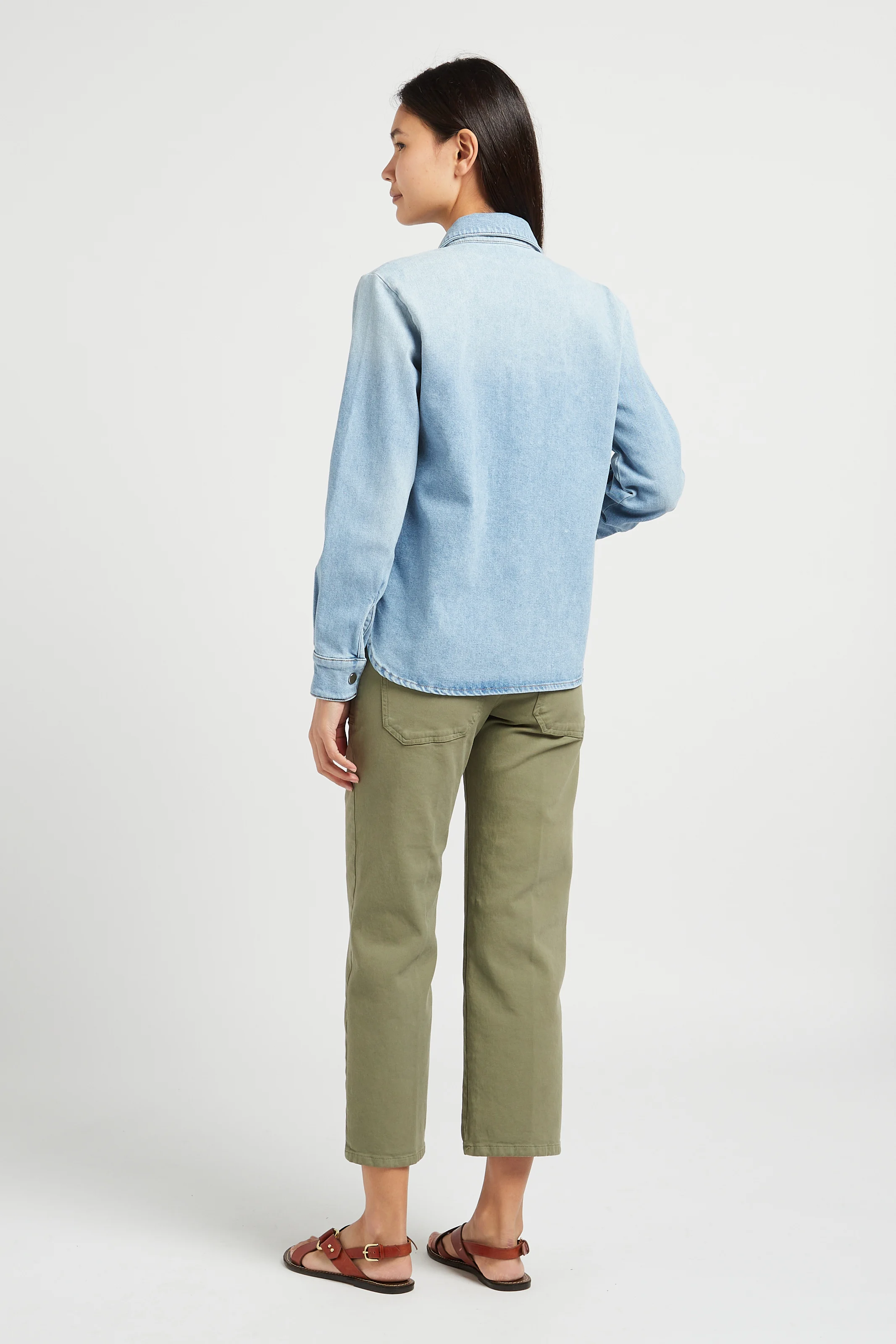EDDY - Jean cropped en coton stretch| Kaki