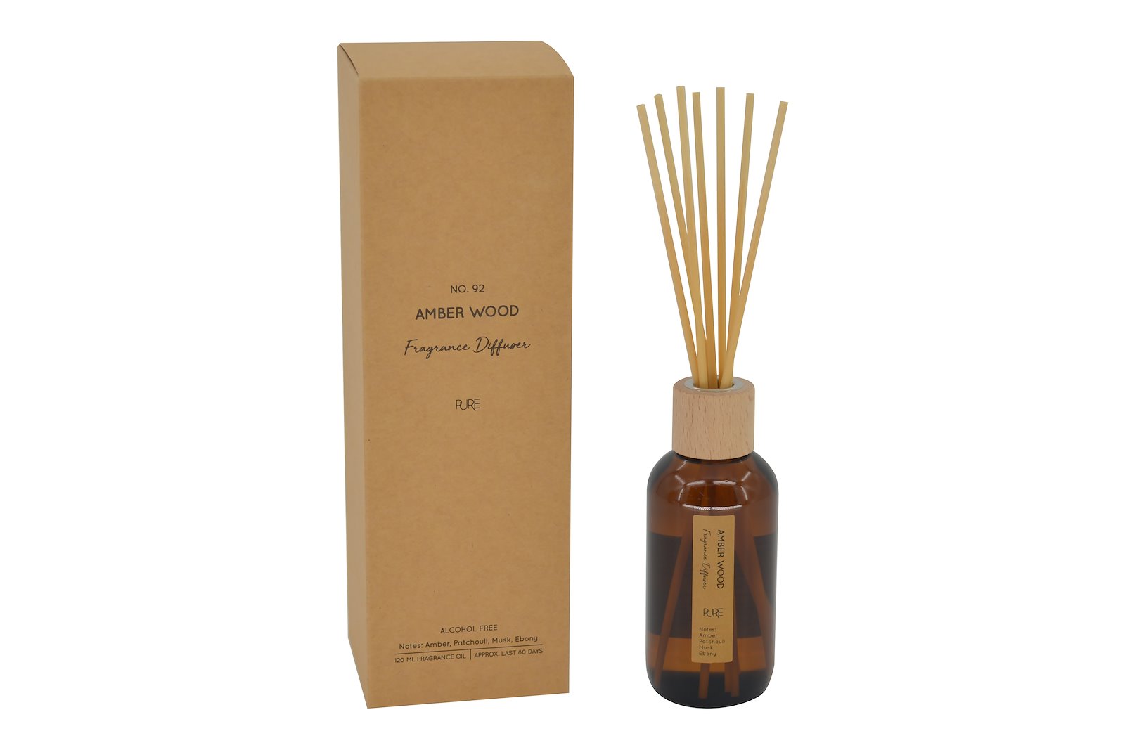 Amber Wood duftpinner Lys brun, 120ml.