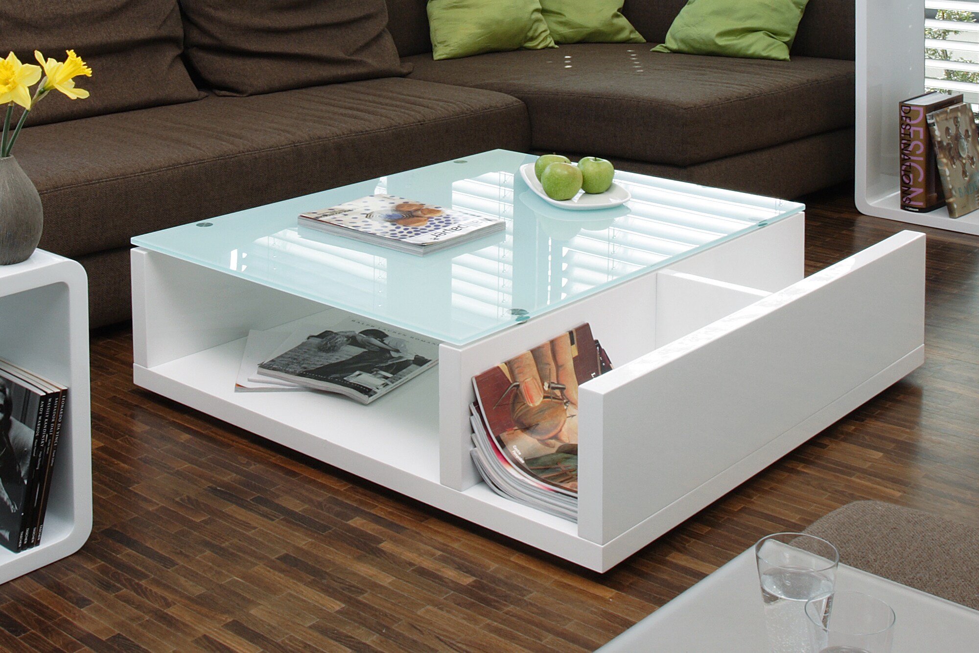 Couchtisch 100x100 weiß Glastisch Beistelltisch Sofatisch Wohnzimmertisch Tisch