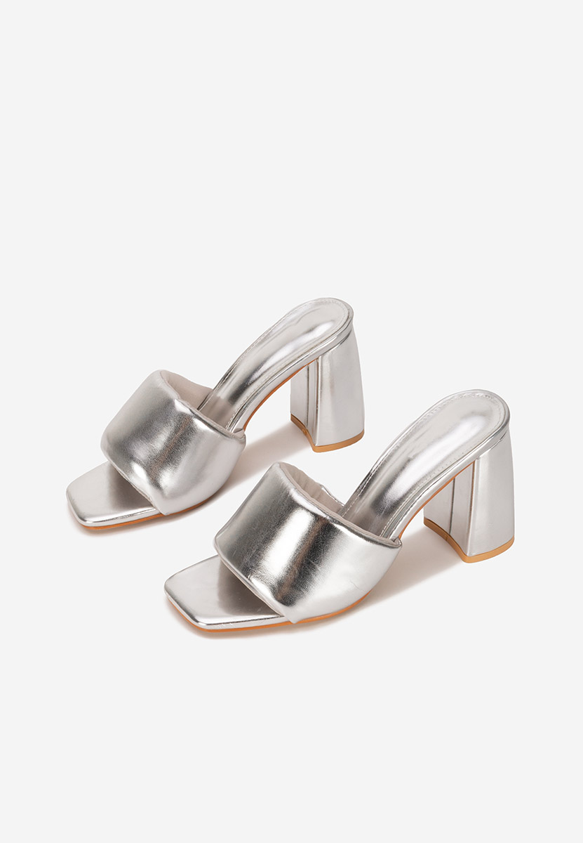 Mules à talon épais argent Miralys