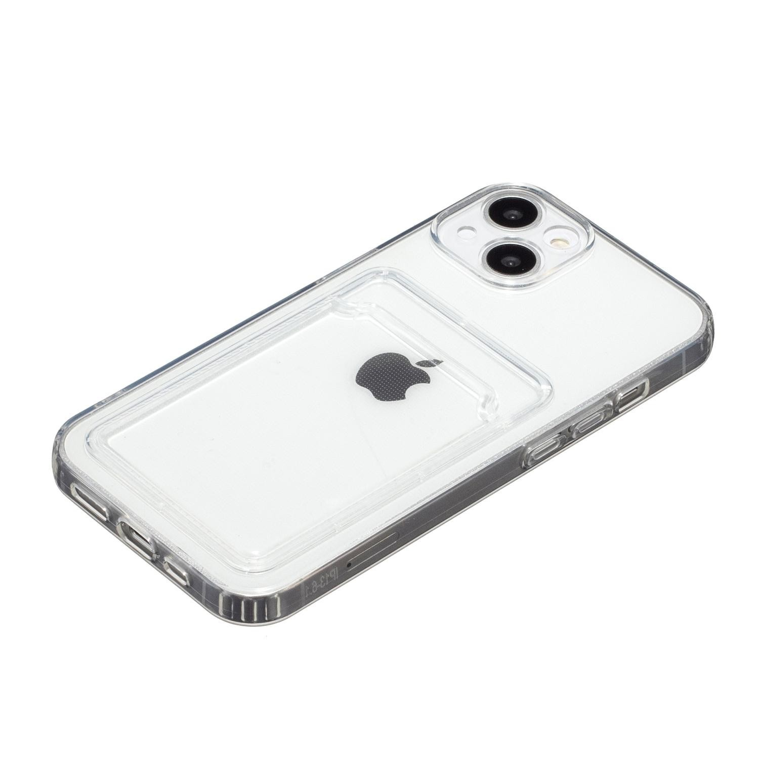 iPhone 15 Gummi Case Schutzhülle mit Kartenfach - Transparent