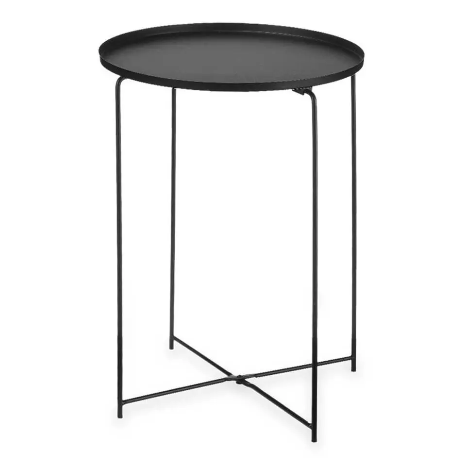 Giftdecor Bijzettafel/koffietafel - zwart - metaal - D35 cm x H50 cm
