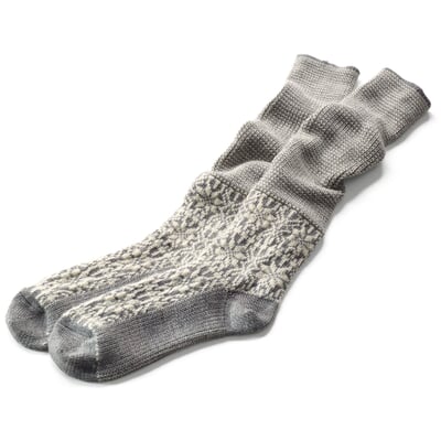 Kniestrumpf Jacquard Schurwolle, Grau