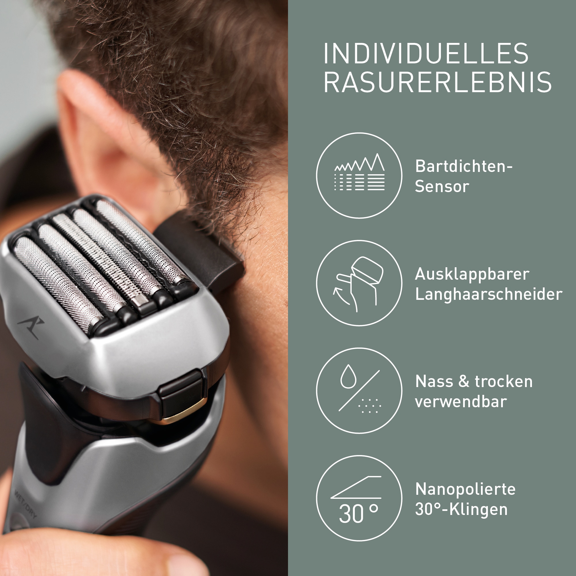 Panasonic Elektrorasierer »ES-LV69-S803« ausklappbarer Langhaarschneider 5-Klingen-Premium Nass-Trocken-Rasierer