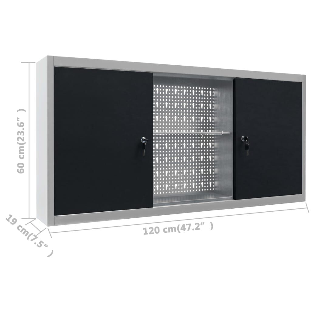 vidaXL Werktafel met drie wandpanelen en een kast