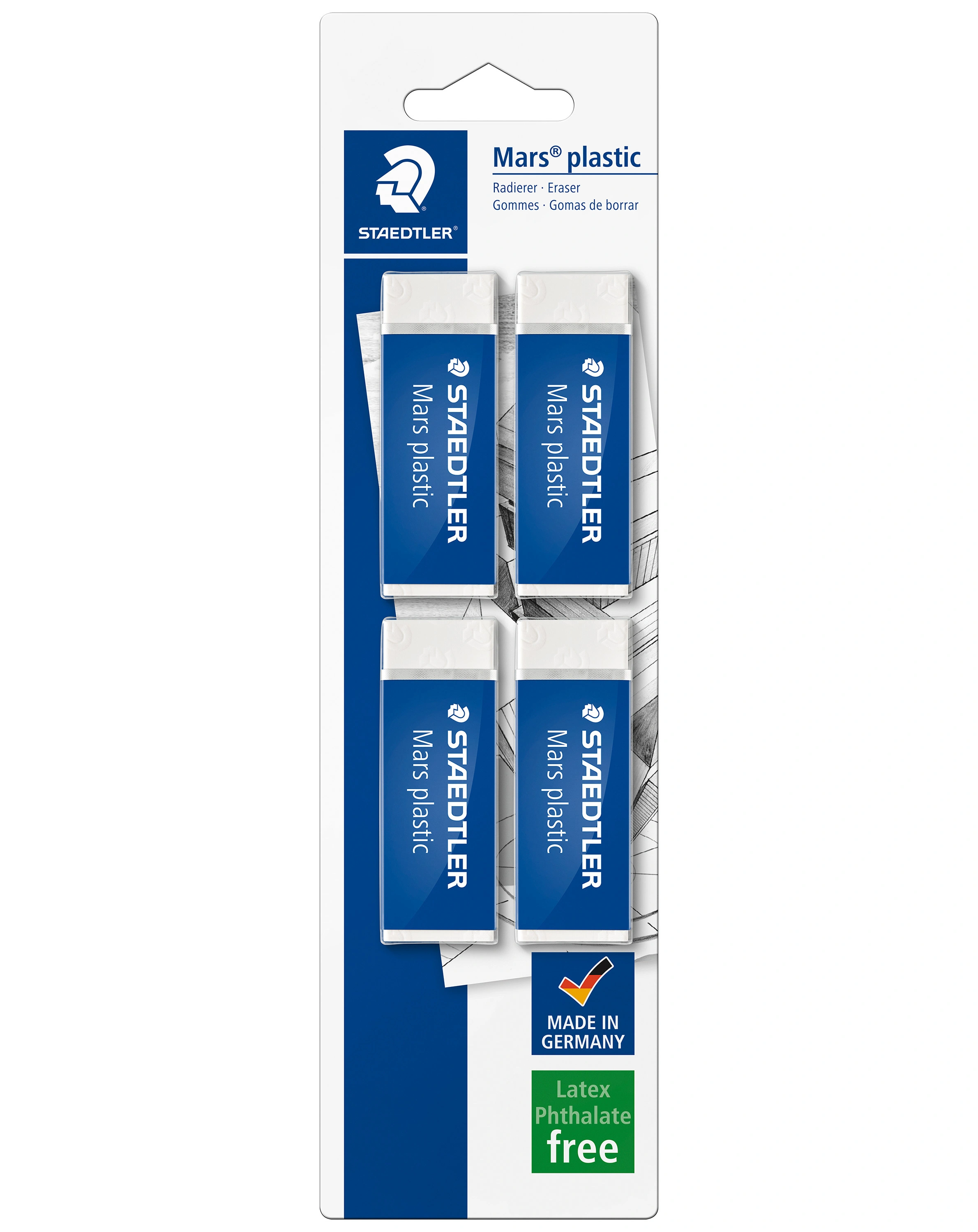 52650BK4DA Radierer MARS PLASTIC 4er-Pack in weiß