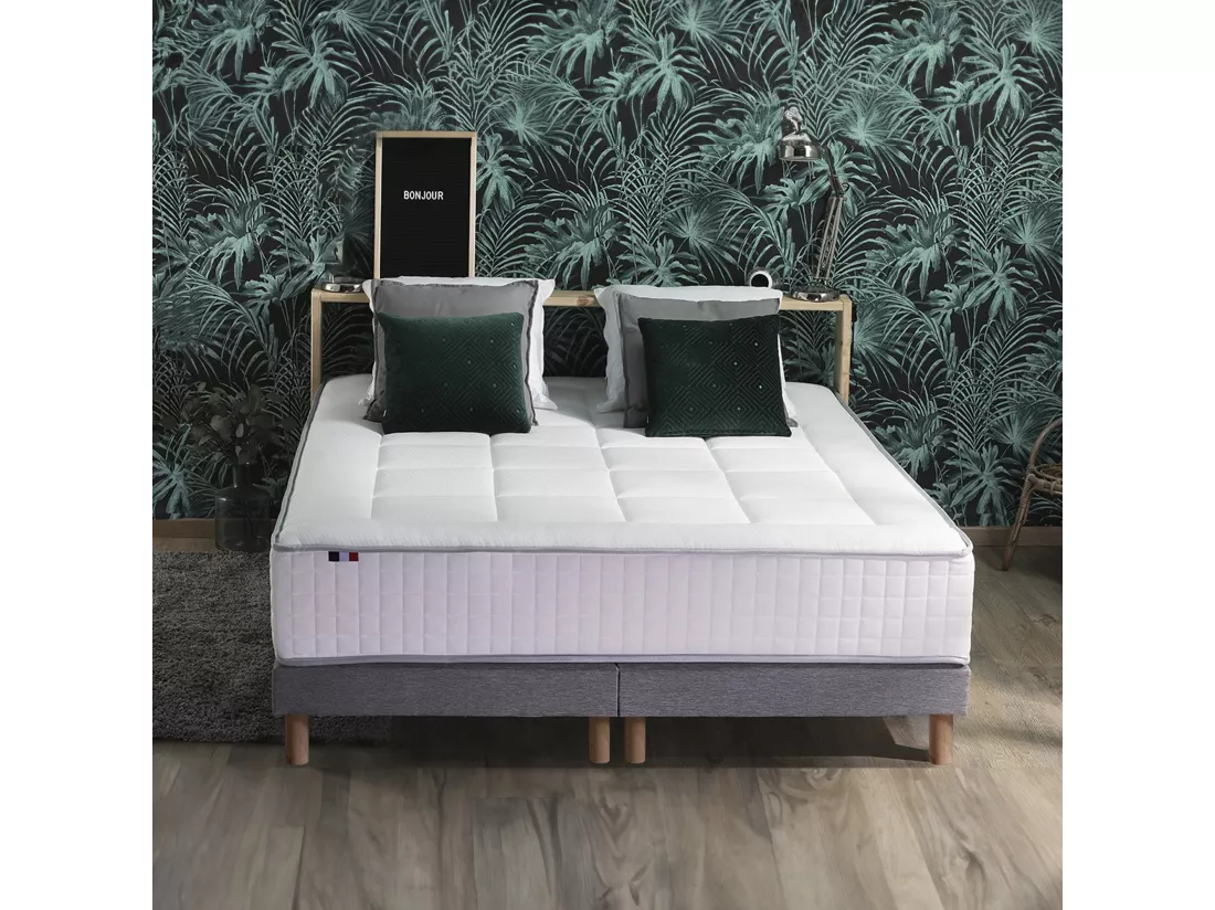 Ensemble matelas mémoire 7 zones BELLAGIO 2 avec sommier tapissier Dimensions - 2x90 x 200 cm