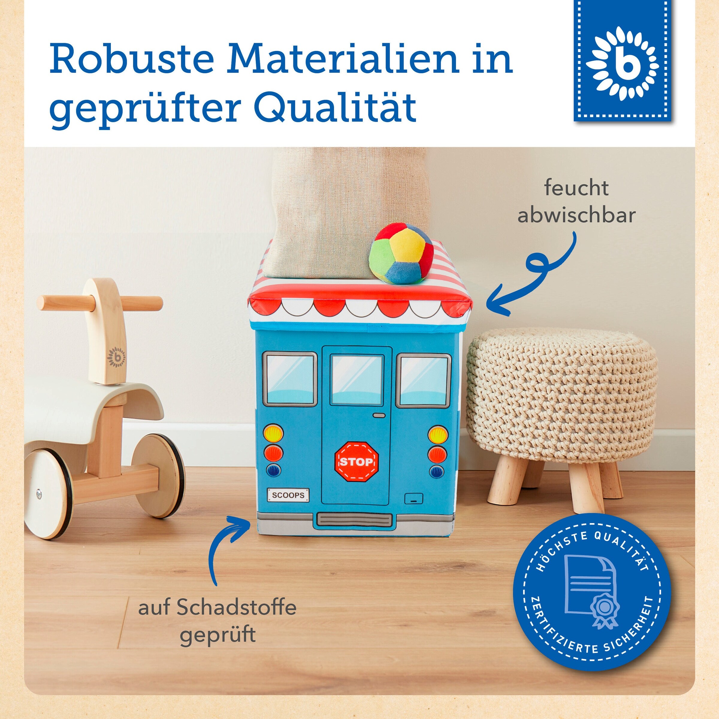 Bieco Aufbewahrungsbox mit Deckel Kinder Icecream Blau