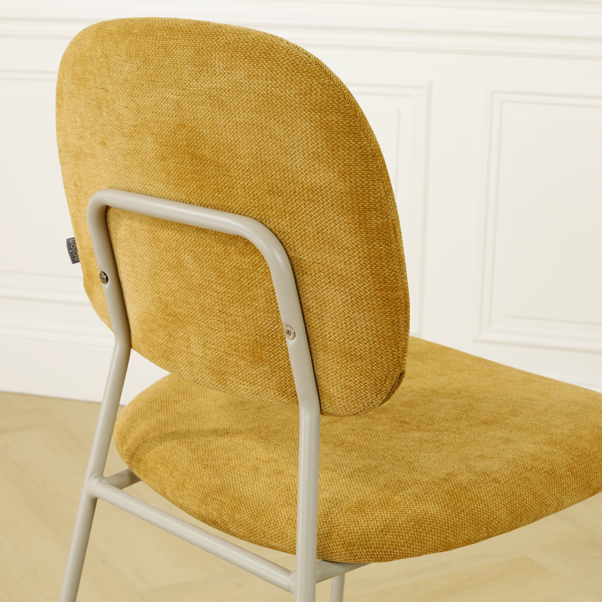 Eetkamerstoel Jasmijn warm oker  - grijsbeige onderstel