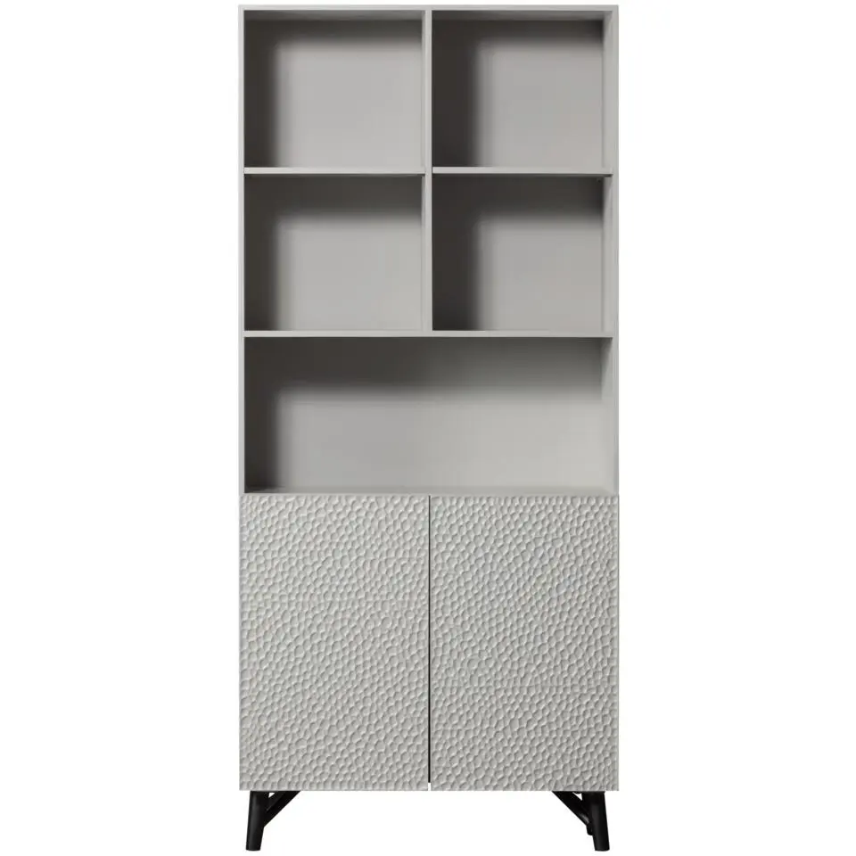 WOOOD Carved 2-Deurs Opbergkast - Hout - Mist - 200x90x37