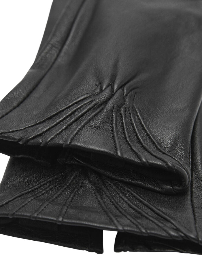 MANGO Leather gloves with gathered detail Black