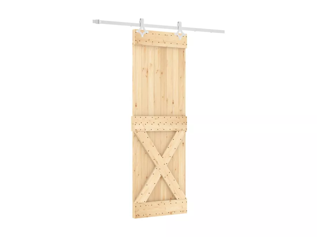 Porte coulissante et kit de quincaillerie 70x210 cm pin massif