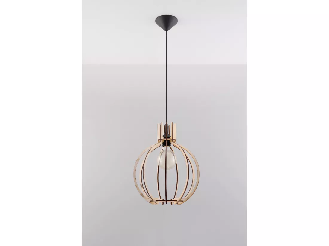 Sollux ARANCIA Lampe à Suspension Wire Frame Bois Naturel E27