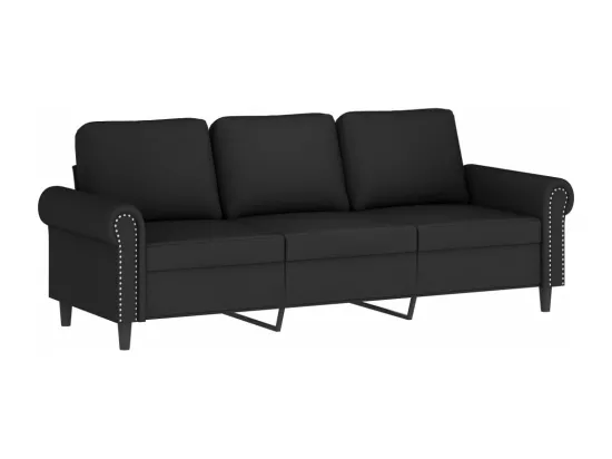 Canapé 3 places avec oreillers décoratifs noir 180 cm velours