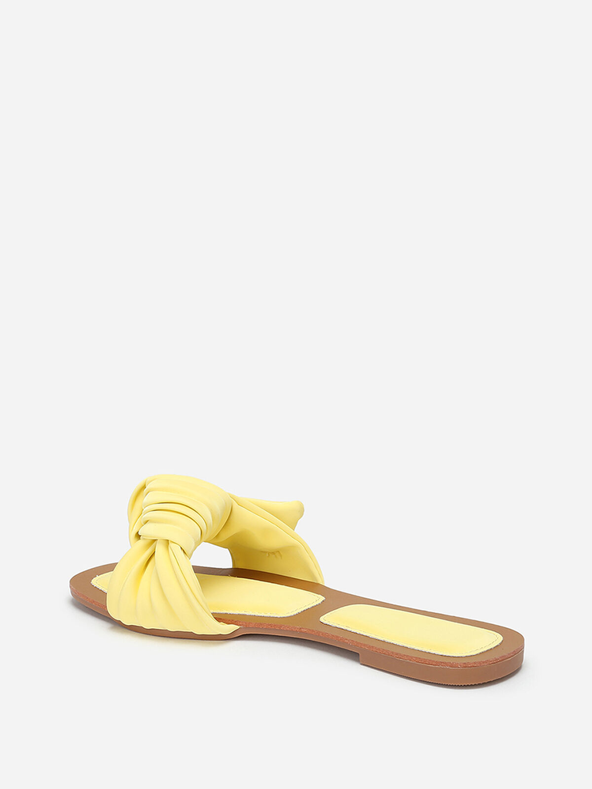 Mules à large bride matelassée et nouée- Jaune