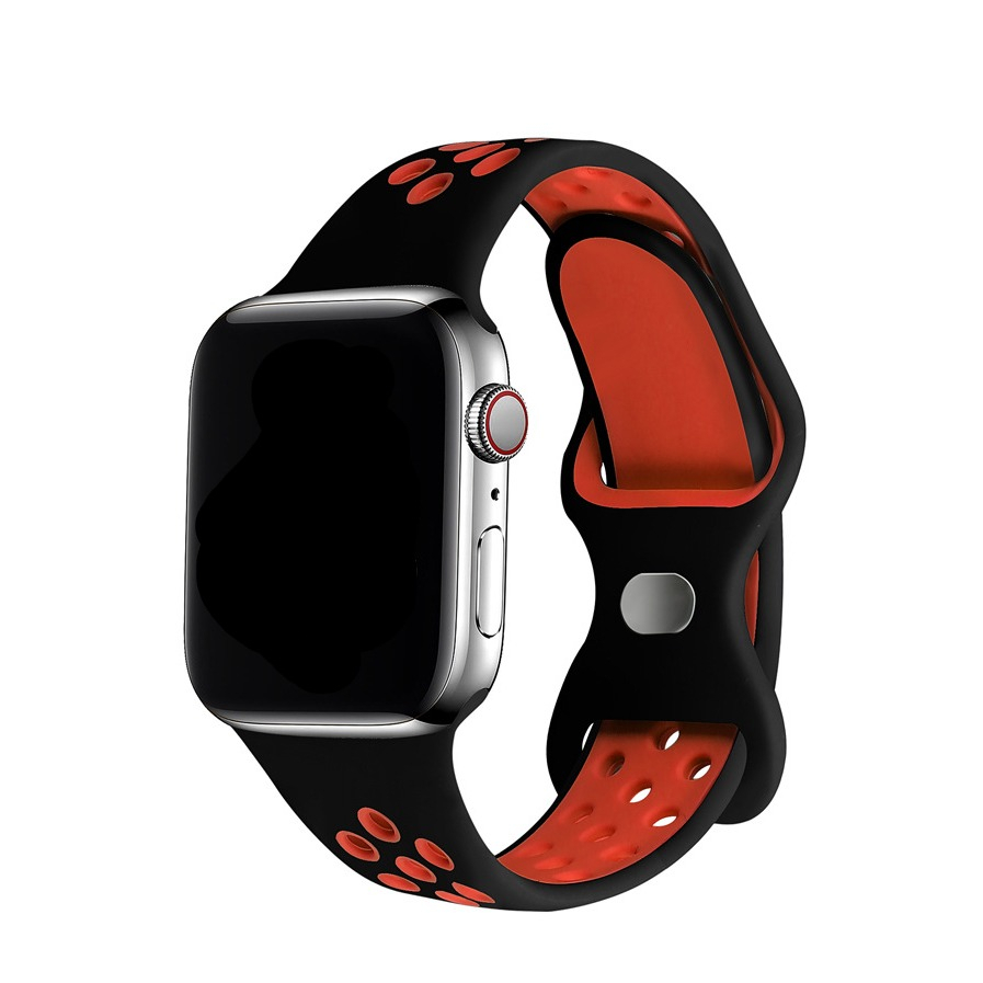 Apple Watch (42/41/40/38 mm) Silikon Sport Armband Dual Color (Gelenkumfang: 155-195mm) - Schwarz / Rot