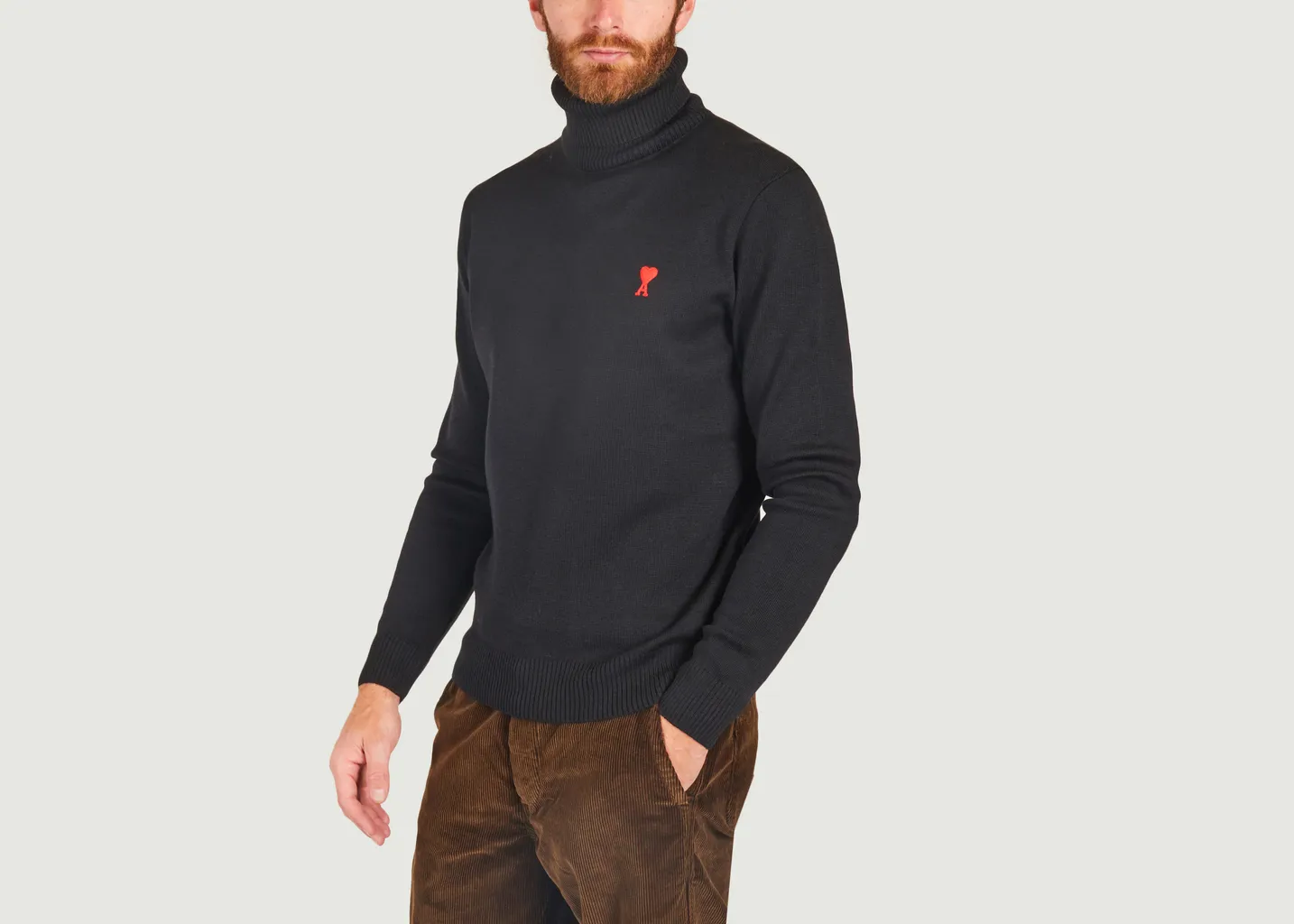 Pull col roulé en laine AMI Paris