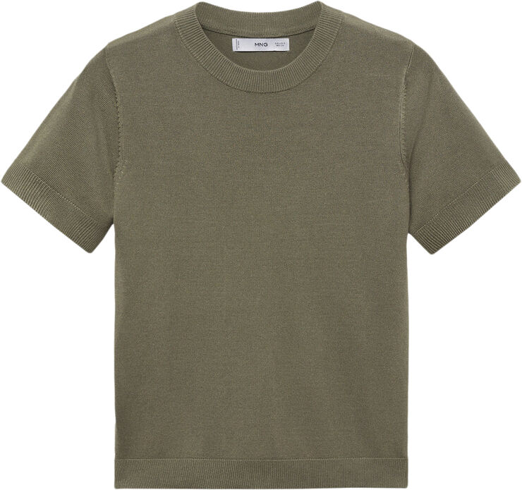 MANGO Short sleeve sweater Beige - khaki